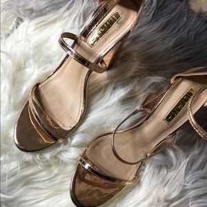 Go Jane Chunky Rose Gold Strappy Heel